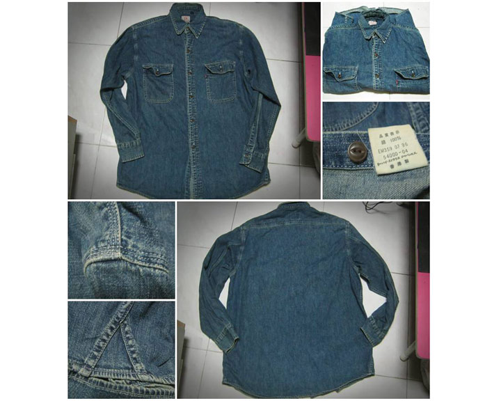 เสื้อเชิ้ตlevi'sกระดุมตาแมว ชายต่อ สามตะเข็บ