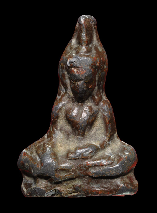 พระท่ากระดาน พิมพ์เล็ก เนื้อชินตะกั่วสนิมแดง กรุท่าเสา จ.กาญจนบุรี 