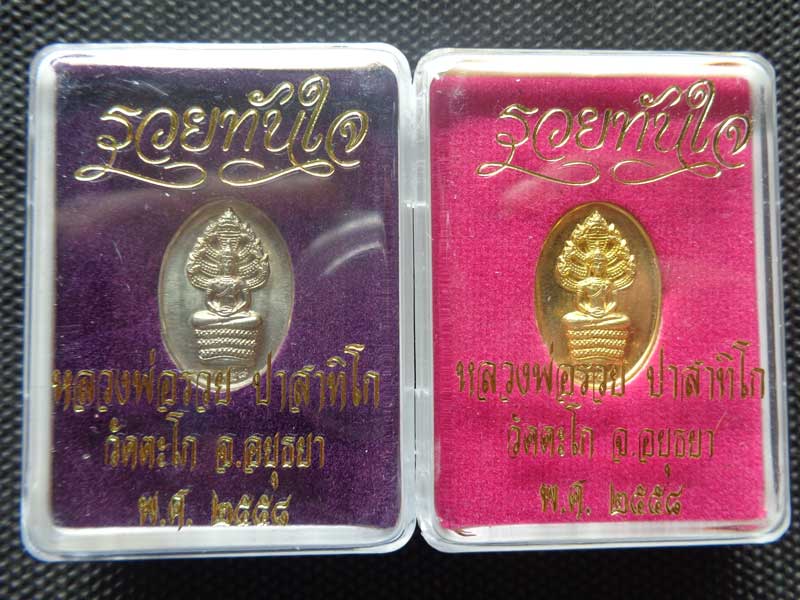 2 องค์+++เหรียญนาคปรกเนื้ออัลปาก้า+ทองเหลือง รุ่นรวยทันใจ หลวงพ่อรวย วัดตะโก อยุธยา มีโค๊ด +หมายเลข 