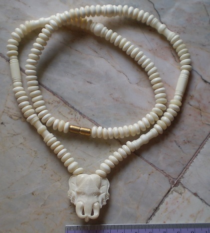 สร้อยกระดูกช้เาง   ห่วงกลางหัวช้าง  เคาะเดียว 