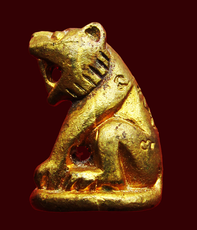 เสือเจ้าทรัพย์มหาเศรษฐี วัดประทุน หลวงปู่บัว วัดศรีบุรพาราม จ.ตราด ปลุกเสก เนื้อทองเหลือง