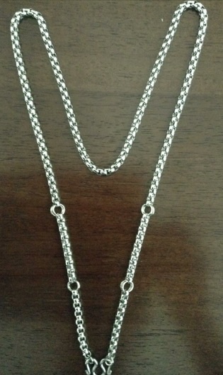 ++สร้อยสแตนเลส ลาย ผ่าหวายกลม 5 ห่วง เสริมห่วงคู่ ยาวประมาณ 28 นิ้ว+++