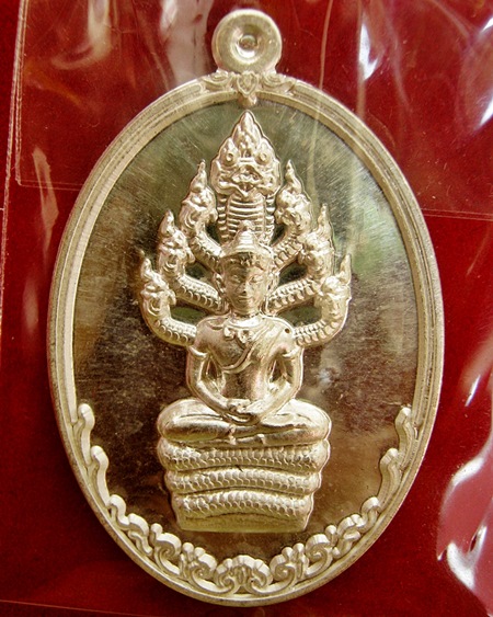 เหรียญปรกคุ้มภัย หลวงปู่บุญหนา ธัมมทินโน เนื้อเงิน หมายเลข๑๒