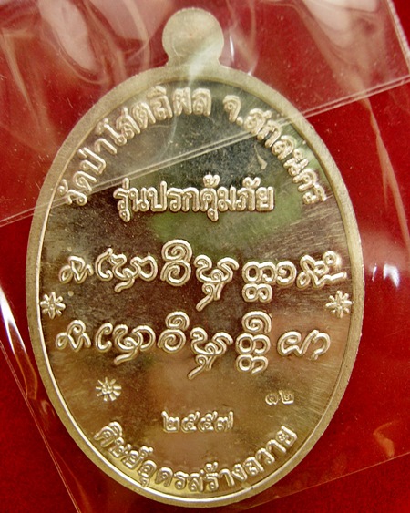 เหรียญปรกคุ้มภัย หลวงปู่บุญหนา ธัมมทินโน เนื้อเงิน หมายเลข๑๒