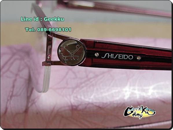 กรอบแว่นตา SHISEIDO ทรงครึ่งกรอบสีชมพู สวยหวานน่ารักมากค่ะ ขาสปริง เอาไปตัดเลนส์สายตาได้ค่ะ