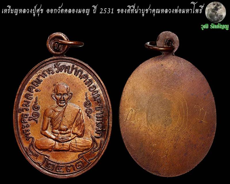 เหรียญหลวงปู่ศุข วัดปากคลองมะขามเฒ่า หลวงพ่อมหาโพธิ์ ออกวัดคลองมอญ จ.ชัยนาท ปี ๒๕๓๑