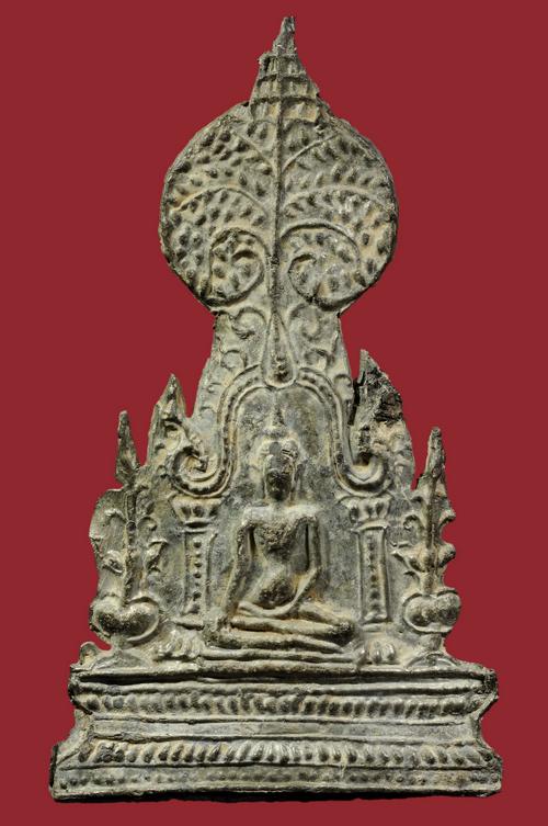 พระปรกโพธิ์ซุ้มบัลลังก์ พิพม์ใหญ่ เนื้อชินเงิน กรุวัดราชบูรณะ จ.อยุธยา พร้อมบัตรรับรองครับ