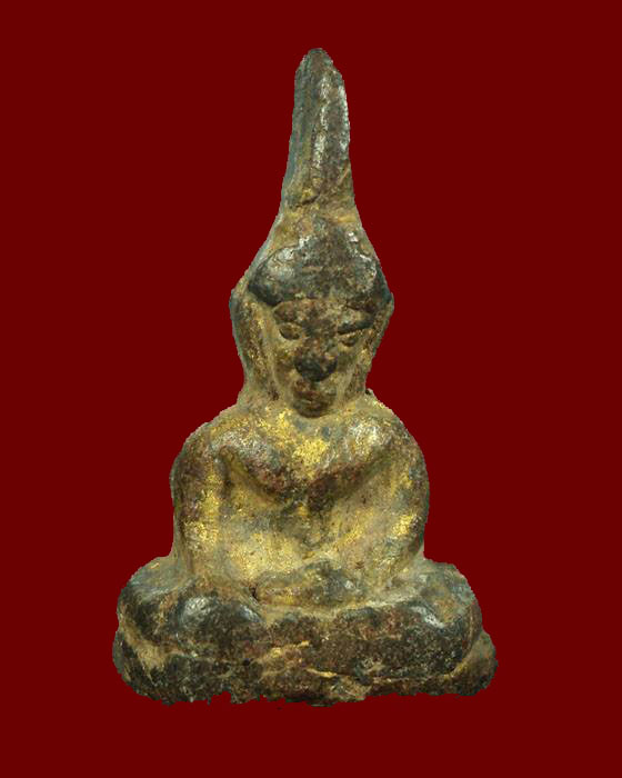 ท่ากระดาน หลวงพ่อนารถ วัดศรีโลหะฯ พิมพ์เล็ก ตะกั่วสนิมแดงๆ ปิดทองเดิม (พระหนา)กาญจนบุรี