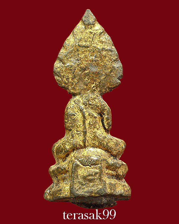 พระกรุวัดเลียบ พิมพ์ปรกโพธิ์ เนื้อชินเงินปิดทองจากกรุ กรุงเทพฯ