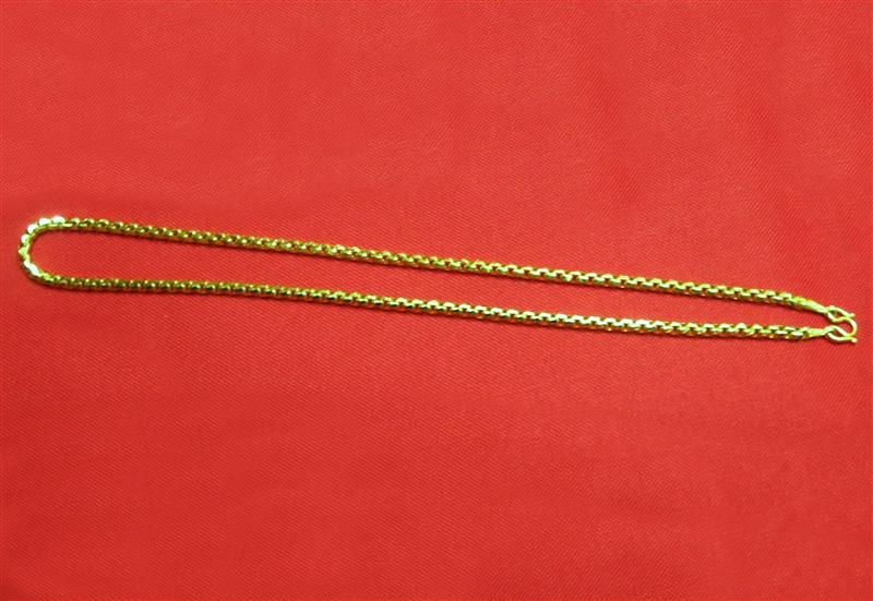 สร้อยคอทองเหลืองแท้ไม่ลอก เพราะเป็นทองเหลืองแท้ครับ 1 ห่วง หนา 5 มม.ยาว 24นิ้ว    ***เคาะเดียวแดง***