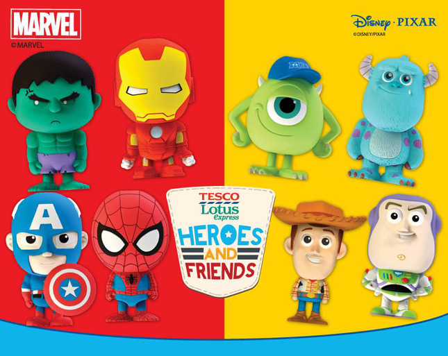 Super hero ครบชุด 8 ตัวครับ ทั้ง Iron man/Captain America/Spider man/Hulk/Toy Story/Monster Inc.