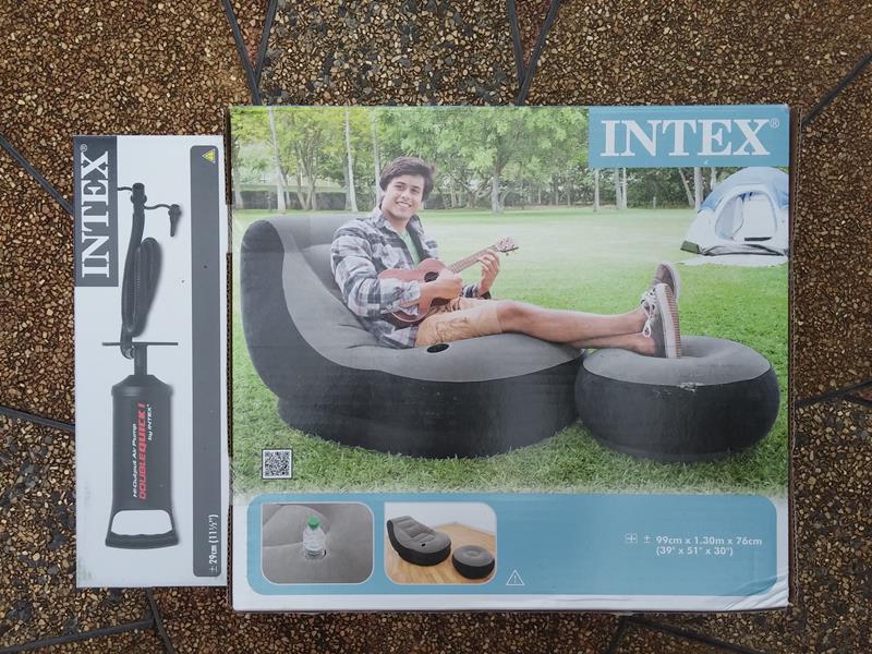 โล็ะสต็อกถูกๆ เคาะเดียว INTEX ชุดโซฟาและเก้าอี้เดี่ยว 2 ชิ้นพร้อมอุปกรณ์ปั๊มลม : สีเทา