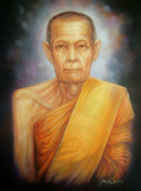 ภาพวาดสีน้ำมัน หลวงปู่โต๊ะ วัดประดู่ฉิมพลี งานเพ้นท์บนเฟรมผ้าใบ canvas ขนาด 30x40 cm.