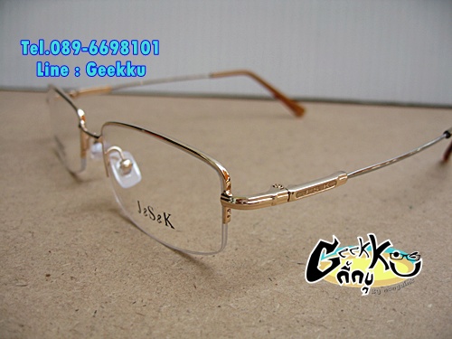 กรอบแว่นตา J&S&K ทรงครึ่งกรอบ สีทอง ทำจาก TiTANIUM โค้ง ดัด บิด งอได้ 