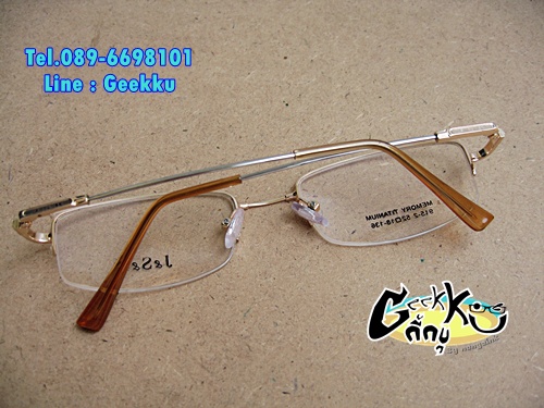 กรอบแว่นตา J&S&K ทรงครึ่งกรอบ สีทอง ทำจาก TiTANIUM โค้ง ดัด บิด งอได้ 