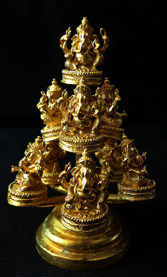 ช่อพระพิฆเนศ 9 องค์ ทองเหลือง ฐานผ่านศูนย์กลาง 1.5นิ้ว สูง 3นิ้ว ละเอียดทุกจุด สวยมากๆ สุดชอดทพเจ้า