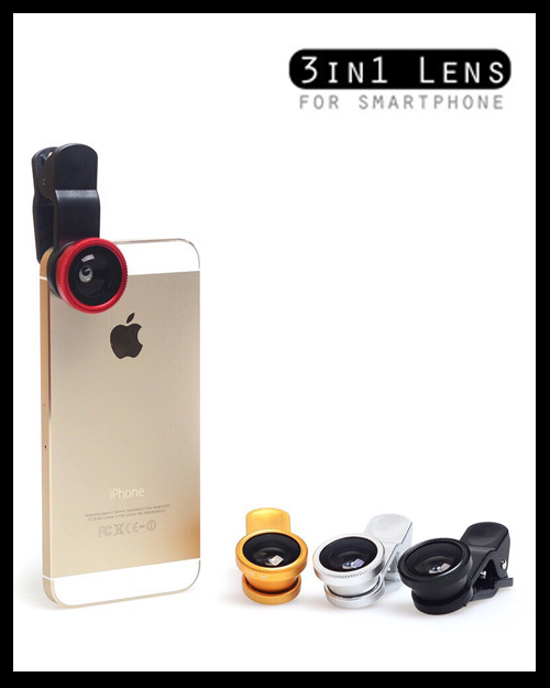 เลนส์กล้อง 3in1 Universal clip Lens สีดำขอบทอง ใช้สำหรับถ่ายพระเครื่อง 