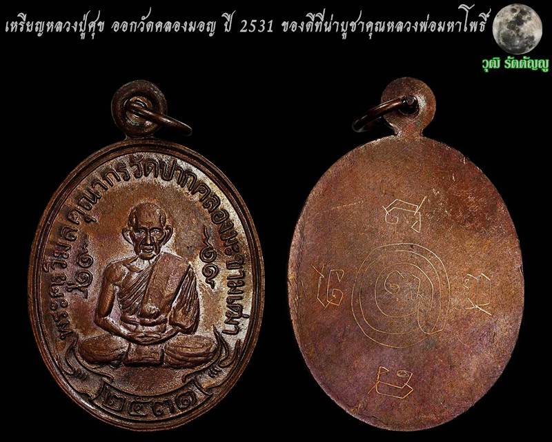 เหรียญหลวงปู่ศุข วัดปากคลองมะขามเฒ่า หลวงพ่อมหาโพธิ์ ออกวัดคลองมอญ จ.ชัยนาท ปี ๒๕๓๑ 