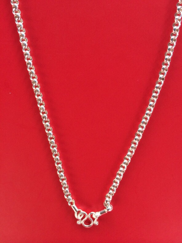 สร้อยเงิน ลายผ่าหวาย (สวมหัวได้) ทำจาก เงินแท้92.5% ยาว24 นิ้ว หนักประมาณ 12.5 กรัม (3สลึง) 