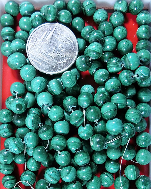 หินนำโชค มาลาไคต์ Malachite 6 มม. 200 เม็ด