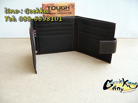กระเป๋าตังค์ Tough (T03) หนังแท้สีน้ำตาล 