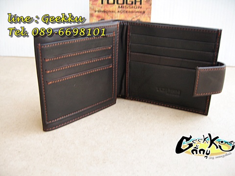 กระเป๋าตังค์ Tough (T03) หนังแท้สีน้ำตาล 