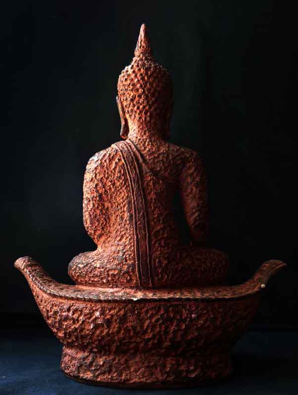 พระสุโขทัย 5นิ้ว งานพุทธศิลป์ใหม่สวยงาม ปิดทองลายละเอียดคมชัด พิมพ์โบราณ นั่งเรือยาว ผิวมันแดง