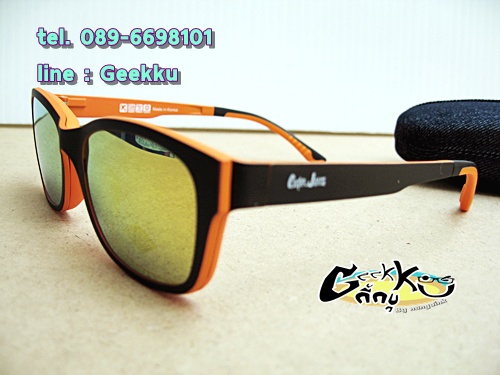 กรอบแว่นตา Cooper  (6001-col.2) **ของแท้ ** ทรงกรอบเต็มสีดำด้านในสีส้ม  มีคลิปกันแดด (เลนส์ Porarize