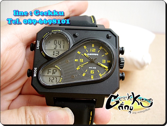 นาฬิกา US SUBMARINE  ดีไซน์เก๋  บอดี้เหลี่ยม ใช้งานได้ 2 ระบบ