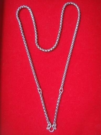 ++สร้อยสแตนเลส ลาย ผ่าหวายกลม 3 ห่วง เสริมห่วงคู่ ยาว 24นิ้ว+++