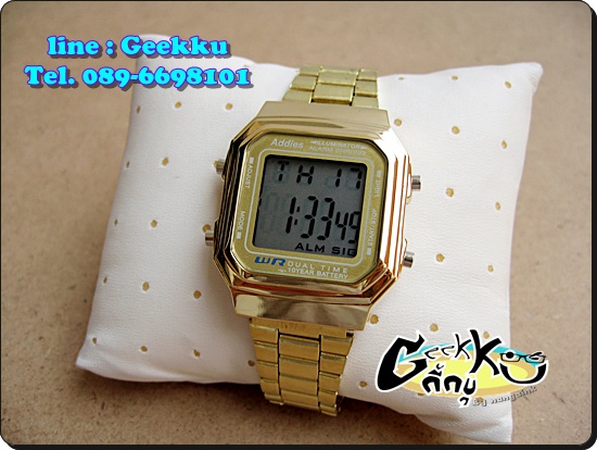 นาฬิกา เรือนทอง สวย หรู ระบบดิจิตอล มีไฟ