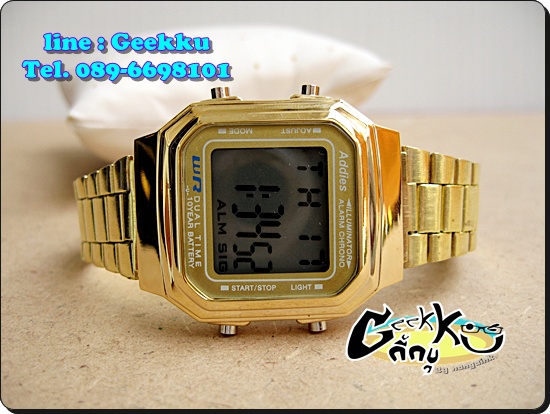 นาฬิกา เรือนทอง สวย หรู ระบบดิจิตอล มีไฟ