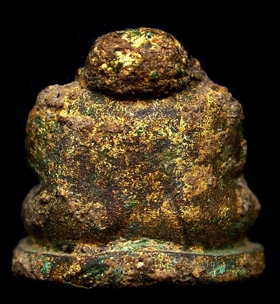 พระเชียงแสนสังกัจจายน์จิ๋ว สำริด สนิมหยก ผิวทองเดิมๆจากกรุ 