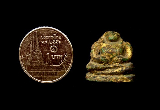 พระเชียงแสนสังกัจจายน์จิ๋ว สำริด สนิมหยก ผิวทองเดิมๆจากกรุ 