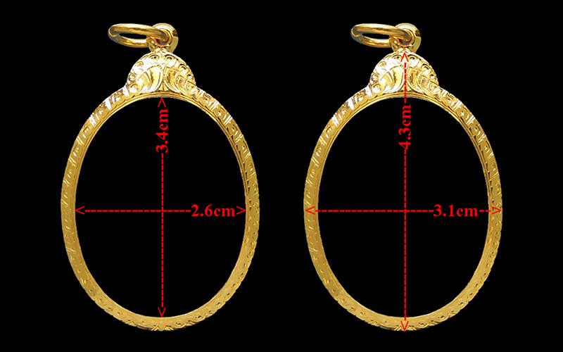 กรอบทองหัวเต่า มือ1ใส่ เหรียญปรก8รอบ ปรกไตรมาส ห่วงเชื่อม เจริญพร พระเจ้าตาก วัดยายร้า ลป.ทิม2.72g