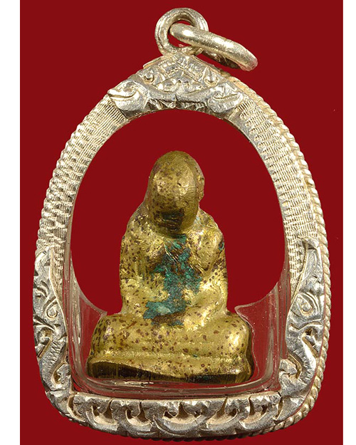 รูปหล่อหลวงพ่อเขียน สํานักขุนเณร พิจิตร รุ่นหอเตี๊ยะปี2499เนื้อทองผสมมีบัตรรับประกัน/วบ51