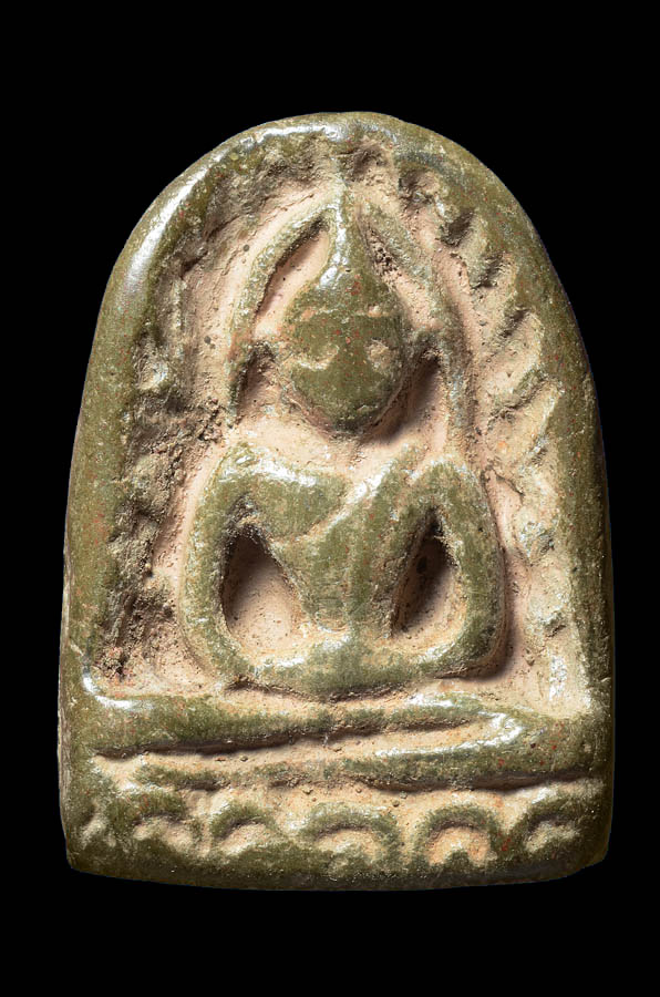 พระกำแพงซุ้มกอ พิมพ์ใหญ่มีกนก กรุวัดทุ่งเศรษฐี จ.กำแพงเพชร เนื้อเขียวหินครก