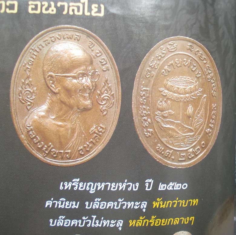 เหรียญหายห่วง (( นิยมบัวทะลุซุ้ม )) หลวงปู่ขาว อนาลโย จ.อุดรธานี