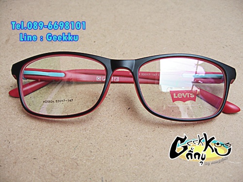  กรอบแว่น Levi's (L11) ทรงกรอบเต็มสีดำด้านในสีแดง 