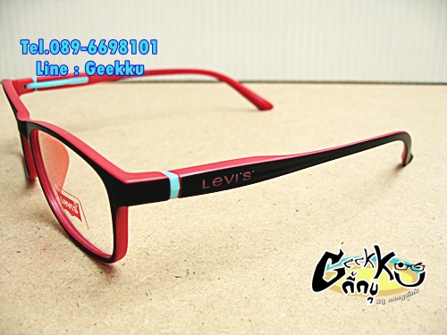  กรอบแว่น Levi's (L11) ทรงกรอบเต็มสีดำด้านในสีแดง 