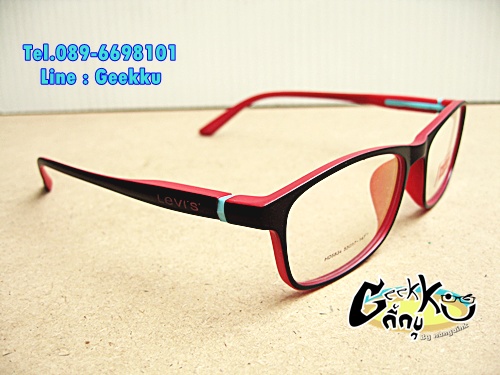  กรอบแว่น Levi's (L11) ทรงกรอบเต็มสีดำด้านในสีแดง 