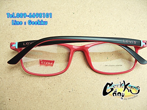  กรอบแว่น Levi's (L11) ทรงกรอบเต็มสีดำด้านในสีแดง 