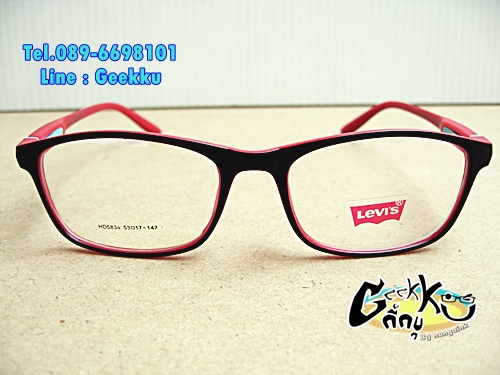  กรอบแว่น Levi's (L11) ทรงกรอบเต็มสีดำด้านในสีแดง 