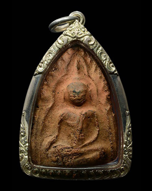 พระขุนแผนพลายคู่ตัดเดี่ยว กรุบ้านกร่าง จ.สุพรรณบุรี พิมพ์หน้ากลม เนื้อดิน+เลี่ยมทองเงิน+บัตรรับรอง