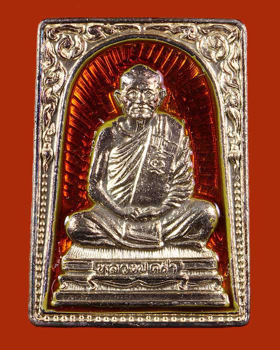 LA1156 เหรียญอายุครบ ๘ รอบ แสตมป์ เนื้อเงินลงยาแดง หลวงปู่คร่ำ วัดวังหว้า ปี๓๖ 