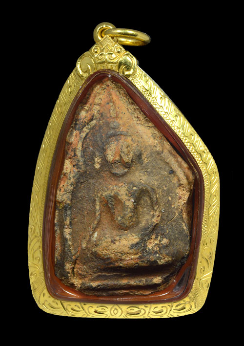 พระขุนแผนพลายคู่ตัดเดี่ยว กรุบ้านกร่าง จ.สุพรรณบุรี พิมพ์หน้ามงคลกลาง เนื้อดิน+เลี่ยมทองหนาหนา+บัตร