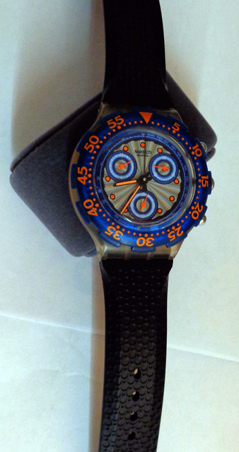 นาฬิกา swatch ของแท้ swiss สปอร์ตโครโนกราฟ man size เข็มส้มสปอร์ต 3 วงเข็ม  , ตอนนี้ในช็อปขายอยู่