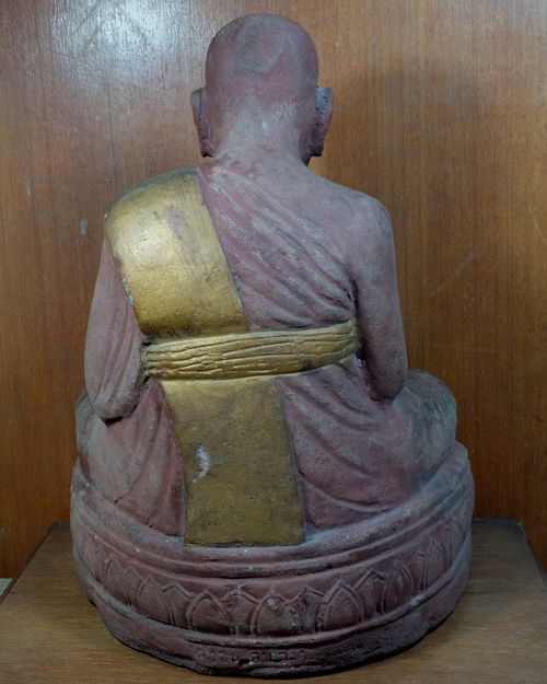 พระบูชา หลวงพ่อหอม วัดชากหมาก ระยอง เนื้อปูนปั้นลงสีฝุ่นทาทองบรอนด์ หน้าตัก9นิ้ว