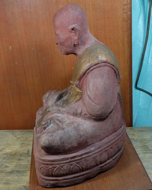 พระบูชา หลวงพ่อหอม วัดชากหมาก ระยอง เนื้อปูนปั้นลงสีฝุ่นทาทองบรอนด์ หน้าตัก9นิ้ว