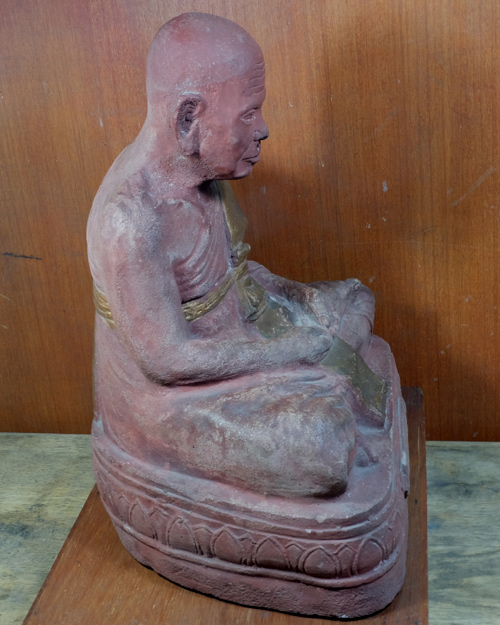 พระบูชา หลวงพ่อหอม วัดชากหมาก ระยอง เนื้อปูนปั้นลงสีฝุ่นทาทองบรอนด์ หน้าตัก9นิ้ว